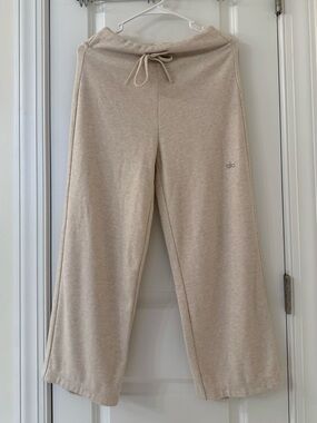 Alo Wide Leg Drawstring Sweatpants in Light Beige
